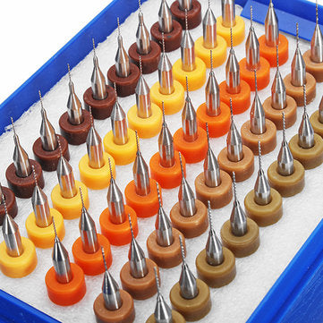 Drillpro 50pcs 0.25-0.45mm Tungsten Carbide Micro PCB Drill Bit Set for PCB Circuit Board