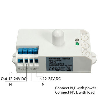 SK-807-DC DC 12V-24V 5.8GHz Microwave Radar Sensor Body Motion HF Detector Light Switch