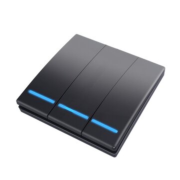 SMATRUL Black 433Mhz Smart Push 3Gang Wireless Switch Light +3 RF Remote Control