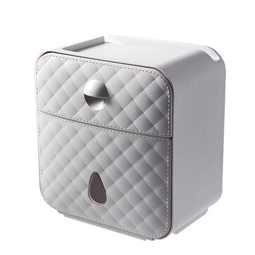 Waterproof Wall-mounted Tissue Box Multi-function Storage Toilet Paper Shelf ... (COLOR.: LIGHTGRAY)