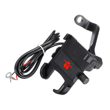 2A USB Charging Mobile Phone Holder Anti-dropping Bracket Motorcycle Aluminum Handlebar... (TYPE: 2)
