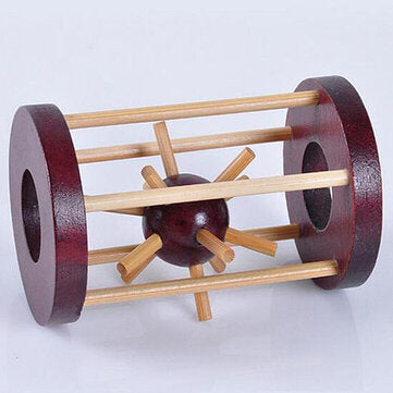 Wooden Intelligence Kong Ming Lock Take Out Spiked Ball Brain Teaser for Kids Adults Puzzle Toys Off
