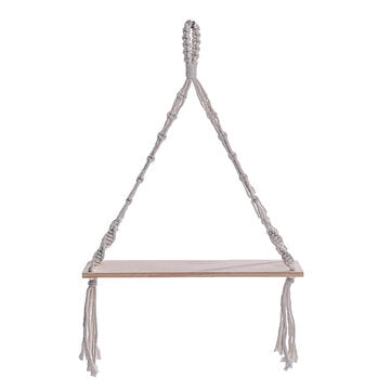 Bohemia Macrame Woven Wood Mount Shelf Tapestry Tassel Wall Hanging Storage Rack Home Office Decorat