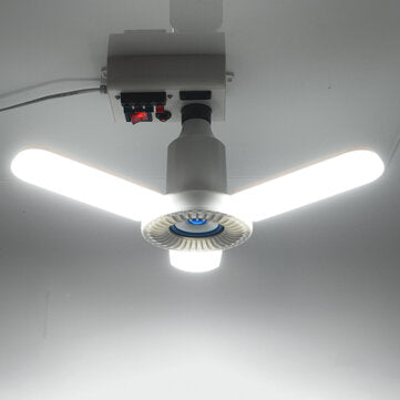 E27 80W 3 Blades bluetooth Smart LED Bulb RGBW Folding Music Speaker Ceiling Lamp+Remote Control AC8