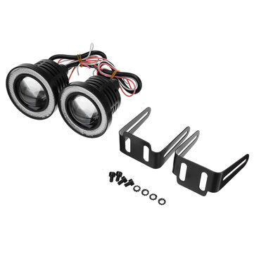 Pair 7 Colours Angel Eyes Halo Car Fog Lights Lamp Projector DRL COB ... (INCH: 3INCH | COLOR: BLUE)