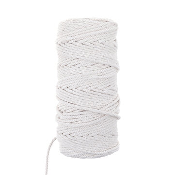 Natural Macrame Cord 3mm Cotton Cord with 8pcs Wood Ring and 2 Wooden Stick for DIY Craft Braided Wi
