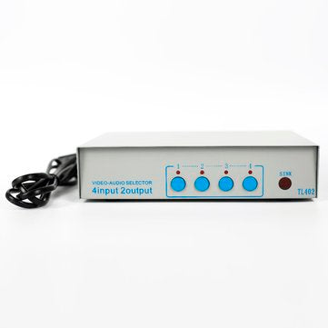 Audio and Video Switcher with TV Remote Control 4 Way Input 2 Way Output Converter Selector