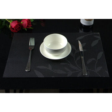 Washable Placemat for Dining Table Creative Heat Insulation Stain Resistant Anti-... (COLOR.: BLACK)