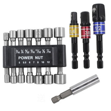 Drillpro 14Pcs Hexagon Handle Socket Wrench With Inner Hexagon Connector And 3Pcs 1/4" 3/8" 1/2" Ste