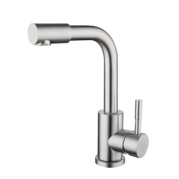 Stainless Steel Bathroom Basin Faucet 360 Rotate Single Handle Single Hole Lead Free Hot And Cold