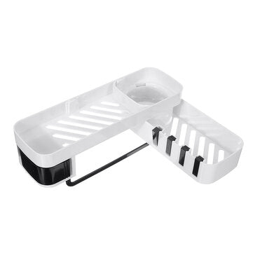 Wall Mounted Storage Rack Kitchen Bath Drain Organizer Shampoo Holder Shelf (COLOR: BLACK)