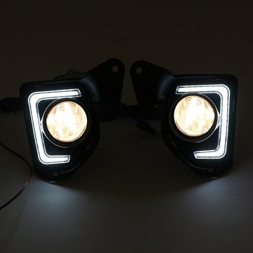 Pair LED DRL Daytime Running Lights White Fog Lamps Yellow with H16 Halogen Bulbs For Toyota Hiace 2