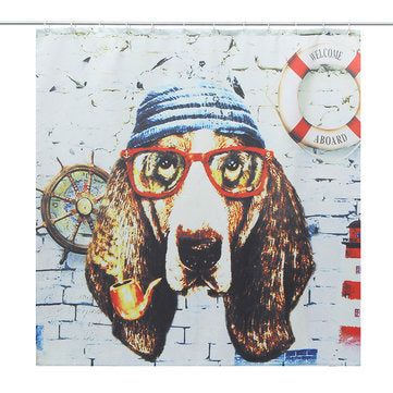 Modern Animal 3D Waterproof Polyester Shower Curtain Dog Octopus Pattern With 12 Plastic Hooks For B