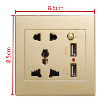 Universal 2100mA 5V 2 USB Wall Socket AC 110-250V Home Wall Charger