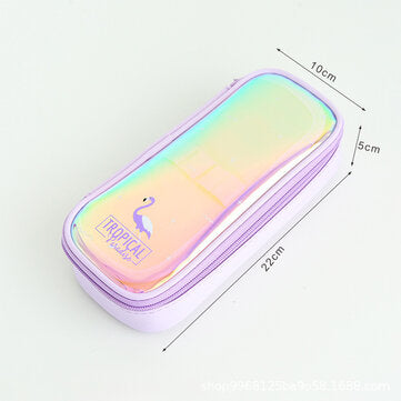 1 Piece Flamingo Laser Surface Pencil Case Box Makeup Bag Storage Pouch Purse Su... (COLOR.: PURPLE)