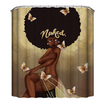 African Exploding Hair Girl Pattern Shower Curtain Waterproof Bath... (MAT PACKAGE: 1*SHOWERCURTAIN)