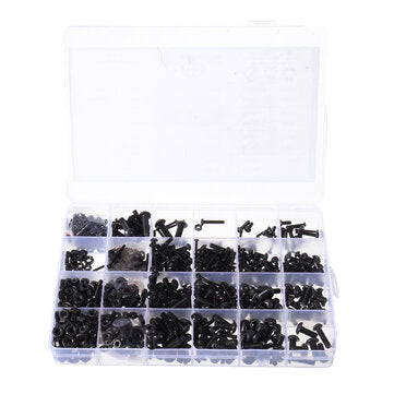 Suleve MXCH11 1220Pcs M2 M3 M4 M5 Carbon Steel Pan Head Hex Socket Screw Hex Screws Nut Assortment K