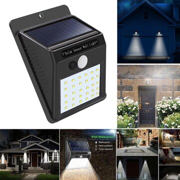 Solar Power 30 LED PIR Motion Sensor Wall Light Waterproof Outdoor Path Yard Garden Security Lamp