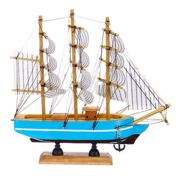 10 LEDs Wood Sailing Boats Ship Model Wooden Craft Sailor Handcrafted Boat Home Decoration