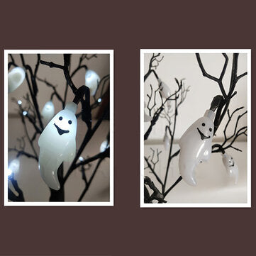 Halloween Tree Ghost Lights with 24 LED Warm White Table Lights Holidays Thanksgiving Decoration