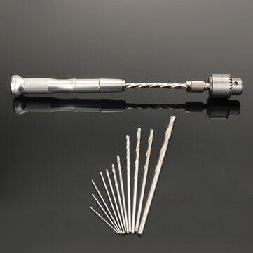 Semi-automatic Mini Hand Drill with 10 Twist Drills Chuck Clamping 0.3-4.0mm Reamer Pinhole Hand Dri