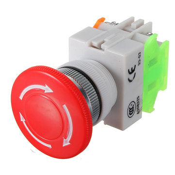 5pcs N/O N/C Emergency Stop Switch Push Button Mushroom 4 Screw Terminals