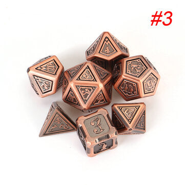 7pcs Set Embossed Heavy Metal Polyhedral Dices DND RPG MTG Role Playing Board Game Di... (COLOR.: 3)