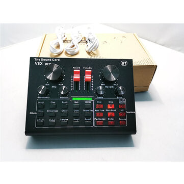 V8X PRO External Audio Mixer USB Interface Sound Card with 15 Sound Modes Multiple Sound Effects