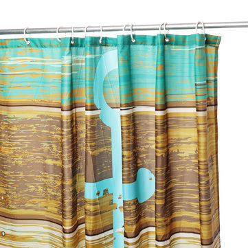 Waterproof Rustic Wood Nautical Shower Curtain Bathroom Accessories with 12 Hooks