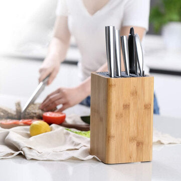 KITCHENDAO Eco-Friendly Bamboo Kitchen Knife Holder Scissors Sharpening Rod Space Saver Knife Drier