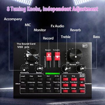 LEORY V8X Pro Karaoke KTV Professional Recording Live Bluetooth Sound Card