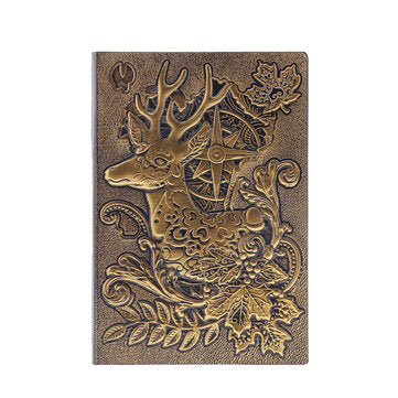 A5 Retro Notepad Relief European Notebook Gift for School Student Office Stationer... (COLOR: GREEN)