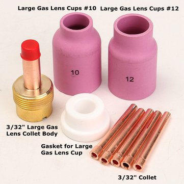 9Pcs 3/32inch TIG Welding Torch 17/18/26 TAK18 Large Gas Lens Accessory Kit