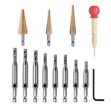 Drillpro 13Pcs Woodworking Hole Drill Bit Combination Set High Speed Steel Woodworking Hinge Head Im
