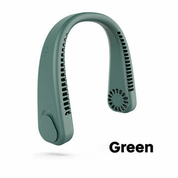 USB Portable Hanging Neck Fan Cooling Air Cooler Electric Air Conditioner Sports (COLOR: GREEN)
