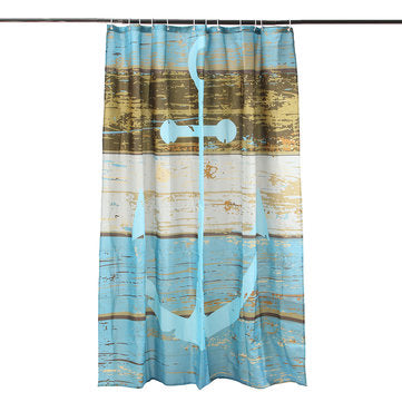 Waterproof Rustic Wood Nautical Shower Curtain Bathroom Accessories with 12 Hooks