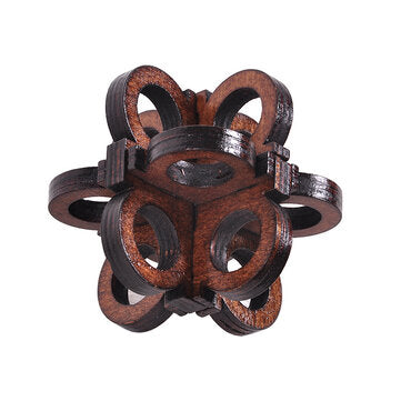 Wooden Intelligence Toys Kong Ming Lock Glasses Lock Puzzle 3D Brain Teaser Puzzle for Kids Children