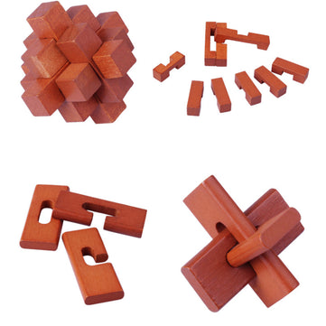 Wooden Kong Ming Lock Game Toys IQ Brain Teaser Interlocking Early Educational Puzzles Toy For Child