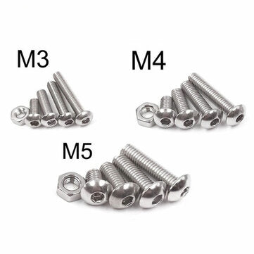 Suleve 500pcs Stainless Steel Hex Socket Cap Head Bolts Screw Nuts Kits M3 M4 M5