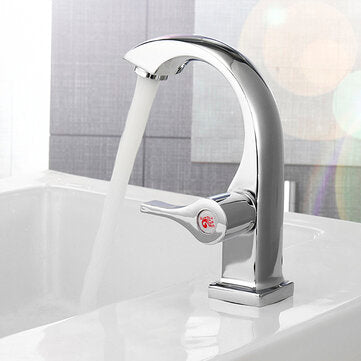 Modern Swan Neck Chrome Bathroom Basin Faucet Waterfall Spout Single Handle Sink Bath Single Cold Ta