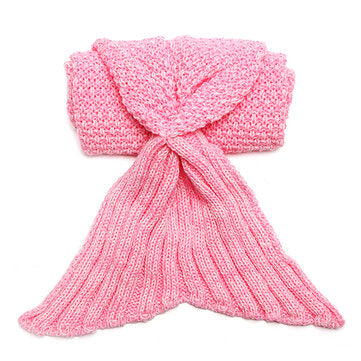 Honana WX-29 3 Size Yarn Knitting Mermaid Tail Blankets Fibers Wa... (SIZE: 80X180CM | COLOR.: PINK)