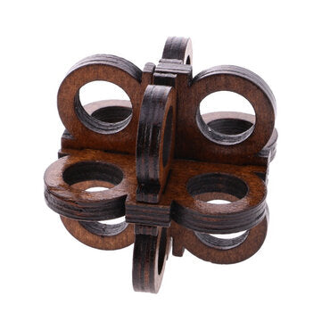 Wooden Intelligence Toys Kong Ming Lock Glasses Lock Puzzle 3D Brain Teaser Puzzle for Kids Children