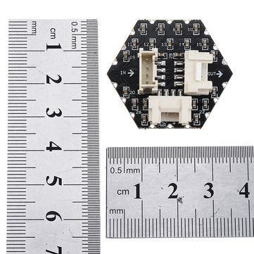 WS6812 37Pcs HEX RGB LED Hexagon LED Board with  3 GROVE Port Compatible with M5Stack UI-Flow
