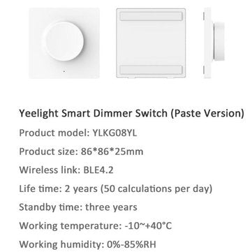 Yeelight YLKG08YL Smart bluetooth Wall Pasted Dimmer Light Switch for Ceiling Lamp ( Ecosystem Produ