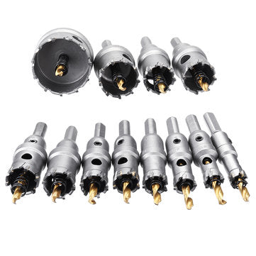Drillpro 12pcs 15mm-50mm Upgrade M35 Titanium Coated Hole Saw Cutter for Stainless Steel Aluminum Al