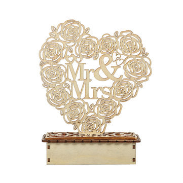 Wooden Mr & Mrs Heart Shape Romantic LED Light Ornament Wedding Decorative Light Supplies Atmospher