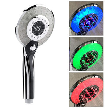Bakeey LED Light LCD Display Third Gear Water Flow Self Illumination Temperature Control Shower Head