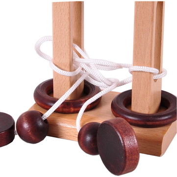 Classical Wooden Educational Toys Unlock the Unlocking Loop Kongming Lock for Kids