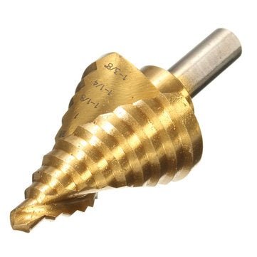 1/4 Inch to 1-3/8 Inch Titanium Coated Step Drill Bit 9mm Round Shank
