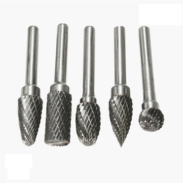 Drillpro RB13 5pcs 12mm Head Tungsten Carbide Rotary File Burr Die 6mm Shank for Rotary Drill